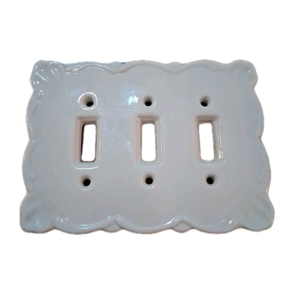 Maryland China 7x5 Porcelain Triple White Light Switch Plate Beveled Edges Japan